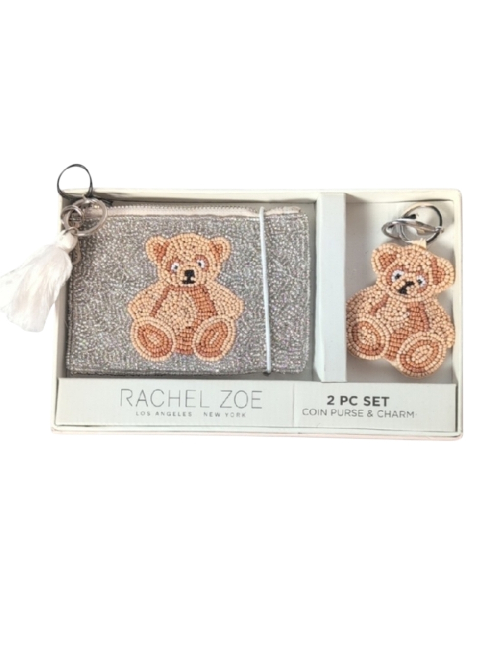 Rachel Zoe Beaded Teddy Bear 2 Piece Coin Purse & Bag Charm
